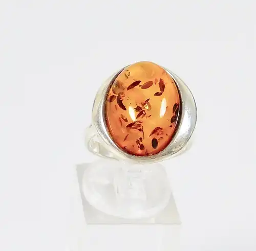 Ring aus 925 Silber mit Bernstein/Amber,  Gr. 58/Ø 18,4 mm  (da5973)