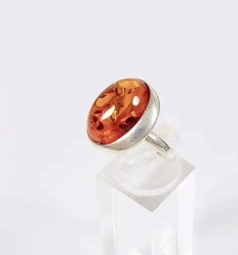 Ring aus 925 Silber mit Bernstein/Amber,  Gr. 58/Ø 18,4 mm  (da5973)