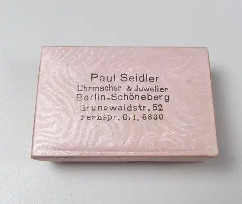 altes Schmuck-Etui/Schmuckschachtel mit Werbung Paul Seidler Berlin (da5765)