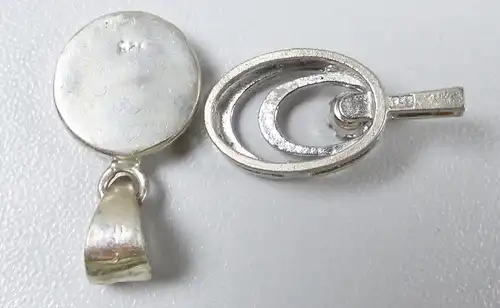 2 Anhänger aus 925 Silber und 835 Silber mit Türkis und weißem Stein  (da5736)