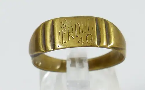 original alter Ring 1. WK aus franz. Münze, mit Gravur 9 Verdun 40  (da5355)