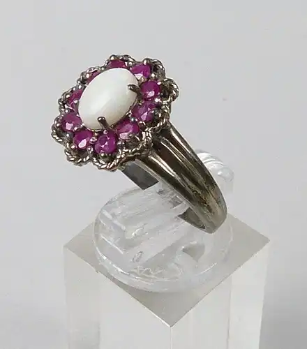 Ring aus 925er Silber mit Opal und Amethyste, Gr. 60/Ø 19,1 mm  (da5135)