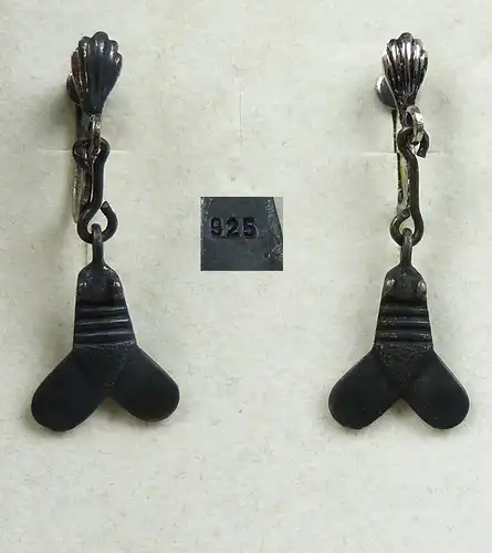 Jugendstil-Ohrringe/Schrauber aus 925er Silber mit stilisierten Fliegen (da4989)