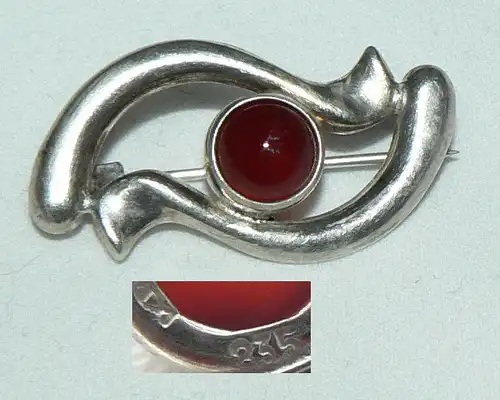 Brosche aus 835er Silber Fischland mit Bernstein/Amber (da4456)