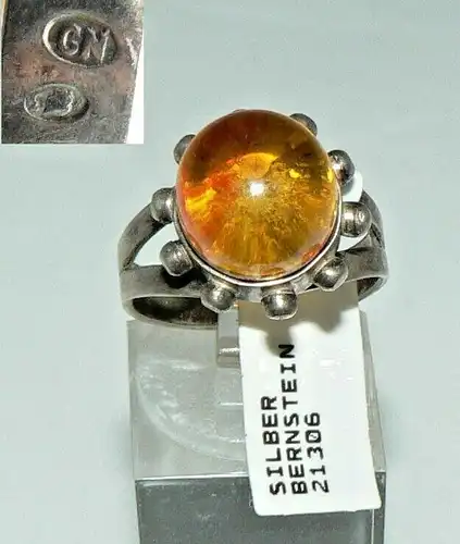 Ring aus Silber mit Bernstein/Amber, Gr. 56/Ø 17,5 mm  (da4275)