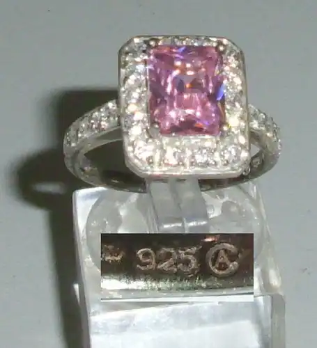 Ring aus 925 Silber mit Rosenquarz, Gr. 56, Ø 17,8 mm  (da4255)