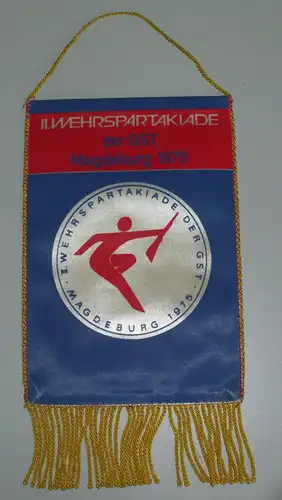 DDR GST Wimpel   II. WEHRSPARTIAKIADE der GST Magdeburg 1975   (da 4185)