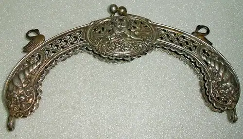 Gründerzeit Bügel für Tasche aus 800er Silber mit Engel  (da3958)