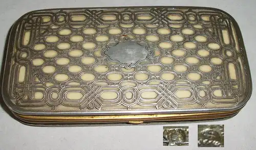 original altes Etui aus 800er Silber mit Bein - französisch (da2971)
