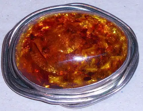 Tolle große Brosche aus 925er Silber mit Bernstein/Amber (da1410)