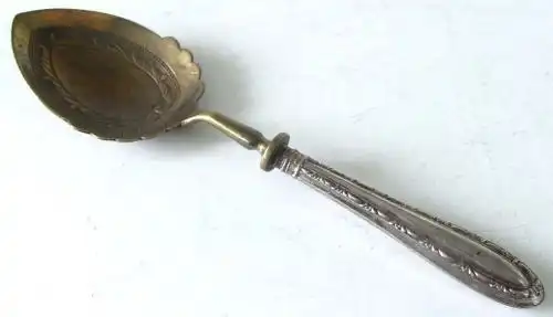 Alter Zuckerlöffel mit  Silbergriff aus 800 Silber