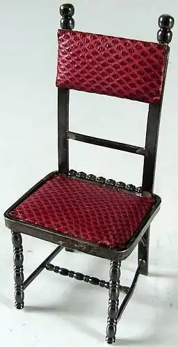Seltener Puppenspielzeug Stuhl mit Bezug 925  Silber