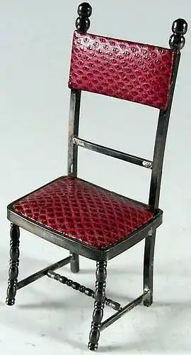 Seltener Puppenspielzeug Stuhl mit Bezug 925 Silber
