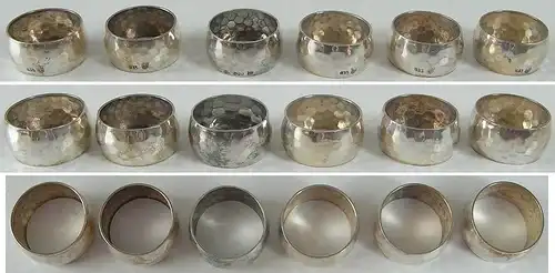 6 Silber Serviettenringe mit Serviettentüchern in OVP