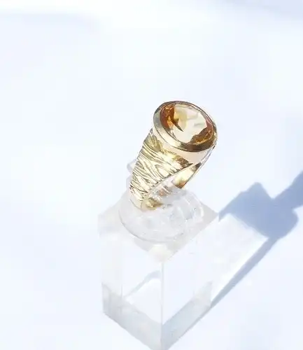 Ring  aus 925 Silber vergoldet  mit Citrin Größe 56