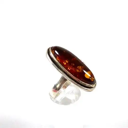 Ring aus aus 925 Silber mit Bernstein Amber Größe 67