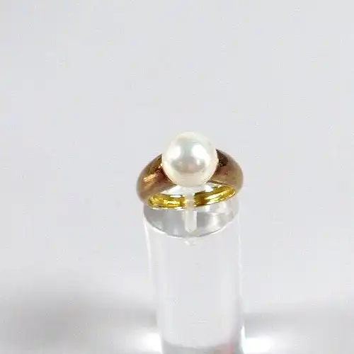 Ring aus 925 Silber  vergoldet mit Perle  Größe 54