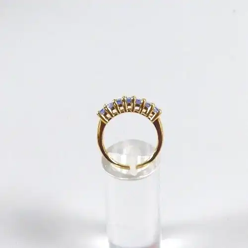 Ring aus 925 Silber  vergoldet mit aquamarinfarbenen  Steinen  Größe 57