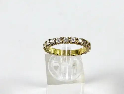 Ring aus 925 Silber vergoldet mit weißem Steinen, Gr. 57/Ø 18 mm  (da6752)