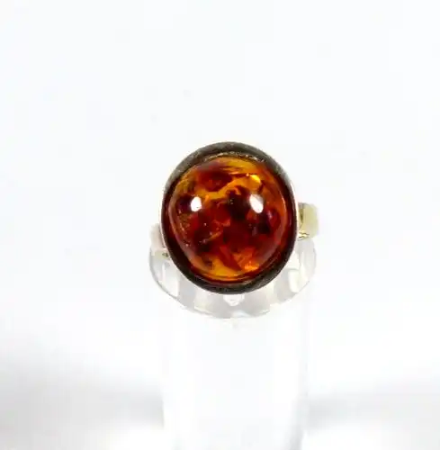 Ring aus 925 Silber, mit Bernstein Amber Gr. 52 Größenverstellbar