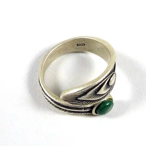 Ring aus 925 Silber mit Malachit, Gr. 57