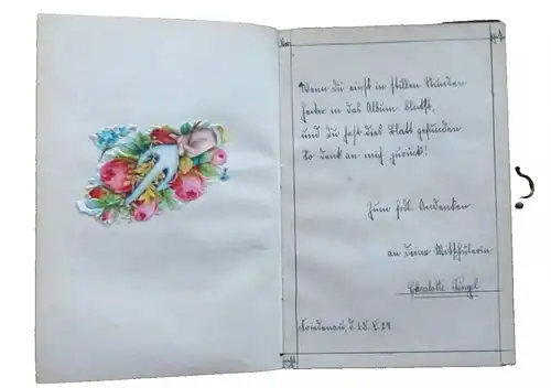 Poesie Album Berlin Friedenau ab 1926 mit einigen Lackbildern