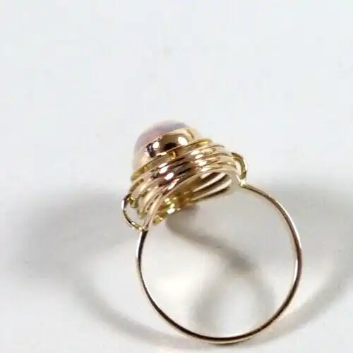 Ring aus 333 Gold mit Rosenquarz Größe 55