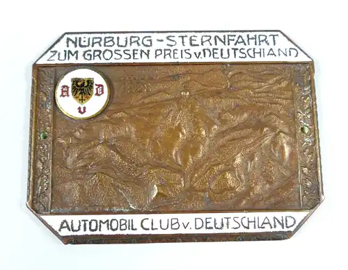 original AvD Plakette Nürnberg-Sternfahrt zum grossen Preis von Deutschland 1928