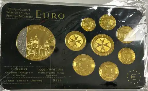 Prestige Münzsatz Malta 2008 999 Rhodium 24 Karat Goldauflage mit Zertifikat