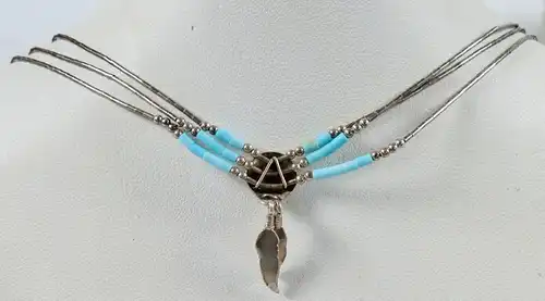 Collier aus 925 Silber mit Türkise, Indianerschmuck?   (da6900)