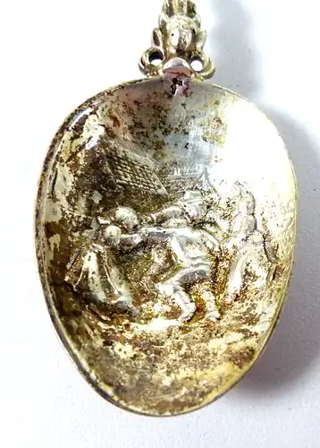 Niederländischer Silber Löffel mit mit Schiff und Figuren aus 833 Silber