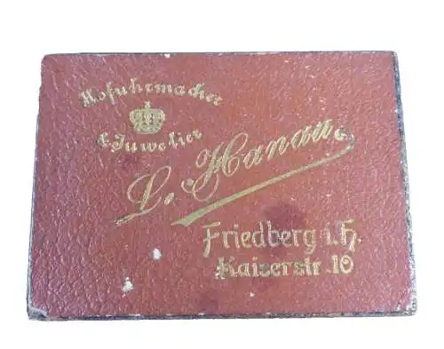 sehr alte Schmuck Schachtel Hofuhrmacher & Juwelier L. Hanau Friedberg i.H.