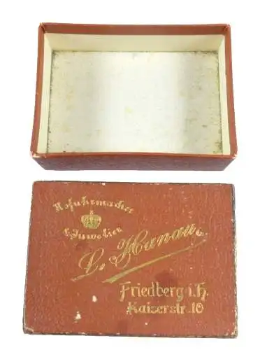 sehr alte Schmuck Schachtel Hofuhrmacher & Juwelier L. Hanau Friedberg i.H.