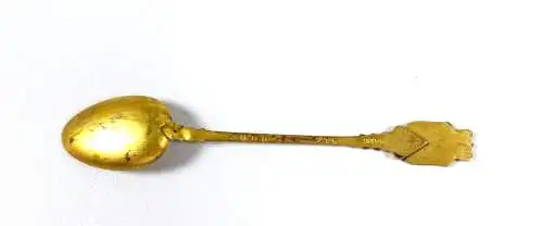 kleiner vergoldeter Mokkalöffel aus 800 Silber mit Wappen Göhren