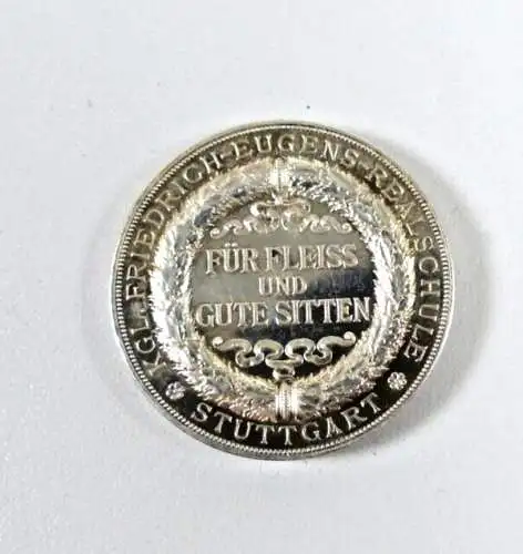 Original alte Schulprämien Medaille Stuttgart um 1900 Silber  20 Gramm selten
