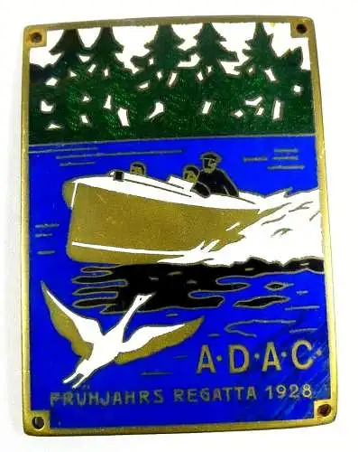original alte Plakette ADAC Frühjahrs Regatta 1928 emailliert