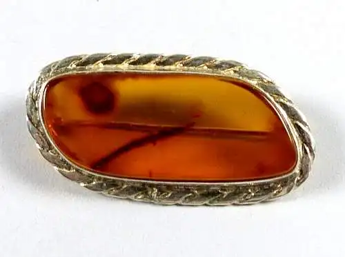 Brosche  aus 925 Silber mit Bernstein Amber