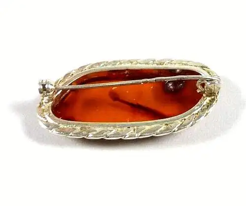 Brosche  aus 925 Silber mit Bernstein Amber