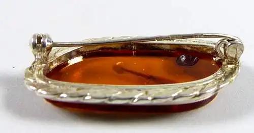 Brosche  aus 925 Silber mit Bernstein Amber