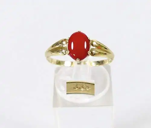 Ring aus 333 Gold mit rotem Farbstein, Gr. 60/Ø 19,1 mm