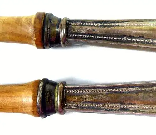 Salatbesteck aus 925 Sterling Silber mit Vorderteilen aus Holz