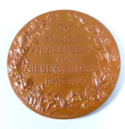 Medaille Werner von Siemens Bronze in OVP 1897
