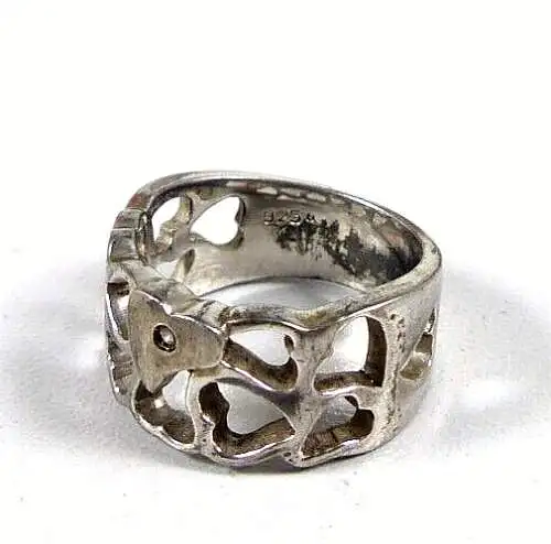 Herz Ring aus 925 Silber mit weißem Stein