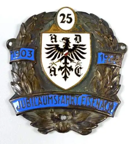 original alte ADAC Plakette emailliert von 1928 Eisenach Jubiläumsfahrt