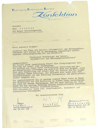 DDR original Verdienter Werktätiger der Leicht und Lebensmittelindustrie