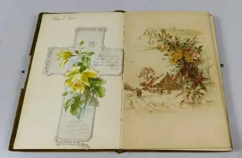 Poesie Album Prenzlau ab 1894 mit vielen Eintragungen und vielen Bildern