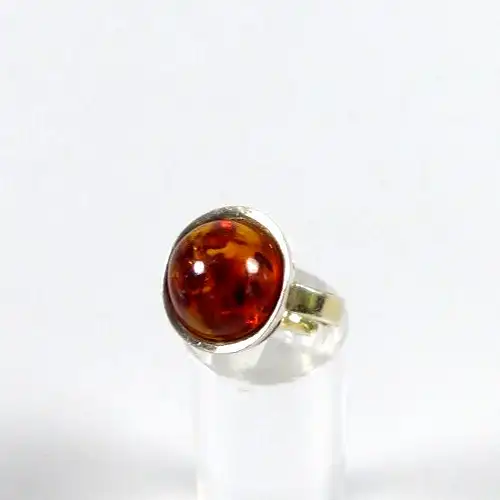 Ring aus 925 Silber, mit Bernstein Amber Gr. 52 Größenverstellbar