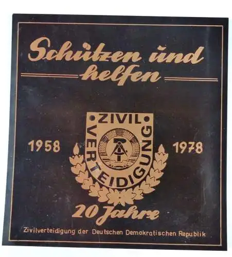 DDR original altes Schild Zivil Verteidigung 20 Jahre 1958 bis 1978
