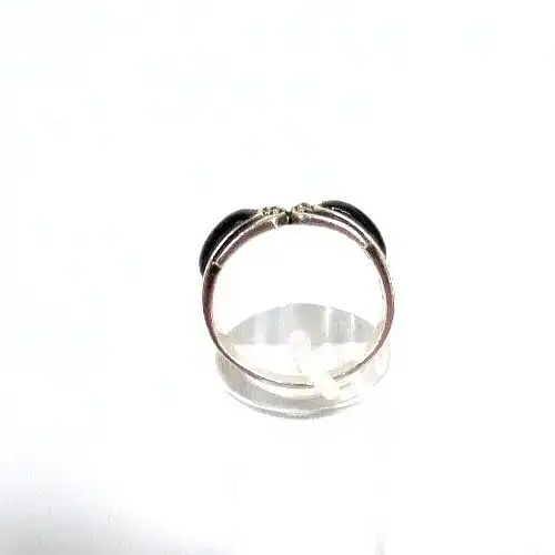 Ring aus 925 Silber  mit Onyx und Markasiten  Größe 56