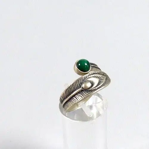 Ring aus 925 Silber  mit Malachit  Größe 56